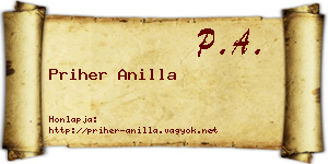 Priher Anilla névjegykártya